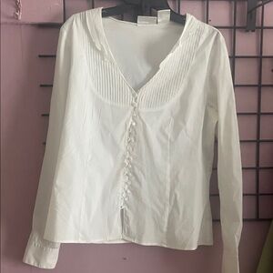 Worthington White Pleated Women's Blouse